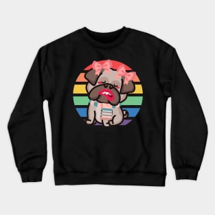 Dog Fag Girl Bow Tie Colourful Funny Crewneck Sweatshirt